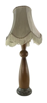 Lot 557 - MID CENTURY TEAK AND STONE TABLE LAMP