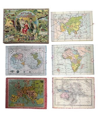 Lot 15 - FRENCH LATE 19TH CENTURY ATLAS GEOGRAPHIQUE JIGSAW PUZZLES BY SAUSSINE, PARIS