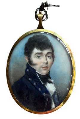 Lot 16 - JOHN & JOHANNA ENGLEDUE - MARITAL PAIR OF WATERCOLOUR ON IVORY PORTRAIT MINIATURES