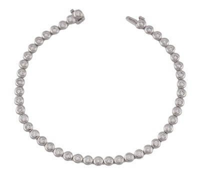 Lot 25 - 18CT WHITE GOLD & DIAMOND LINE BRACELET