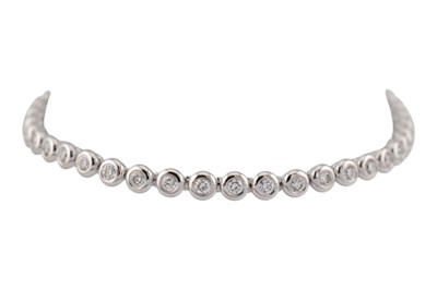 Lot 25 - 18CT WHITE GOLD & DIAMOND LINE BRACELET