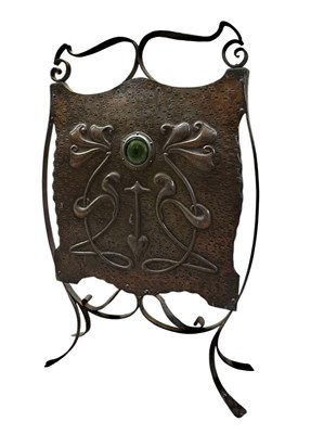 Lot 267 - MANNER OF LIBERTY - ART NOUVEAU COPPER AND WROUGHT IRON FIRESCREEN