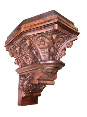 Lot 654 - FLEMISH LATE 19TH/EARLY 20TH CENTURY HEAVILY CARVED OAK ARCHITECTURAL CORBEL