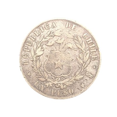 Lot 80 - 1854 CHILEAN SILVER ONE PESO