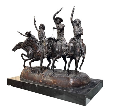 Lot 423 - AFTER FREDERIC REMINGTON - COMING THROUGH THE RYE - CAST BRONZE SCULPTURE