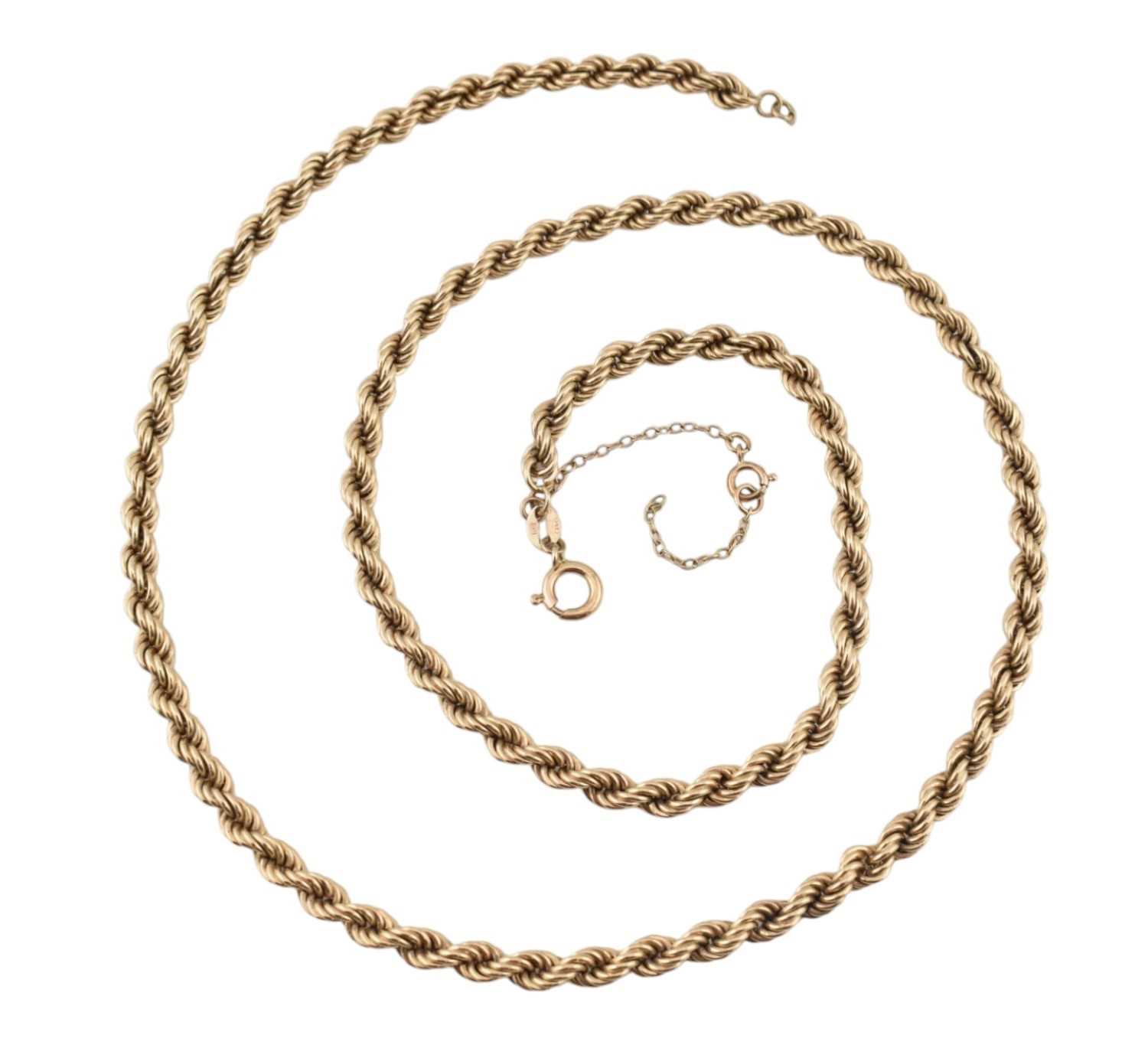Lot 287 - ITALIAN HALLMARKED 9CT GOLD ROPE TWIST CHAIN NECKLACE
