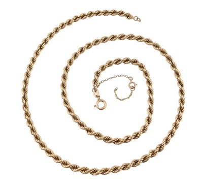 Lot 287 - ITALIAN HALLMARKED 9CT GOLD ROPE TWIST CHAIN NECKLACE