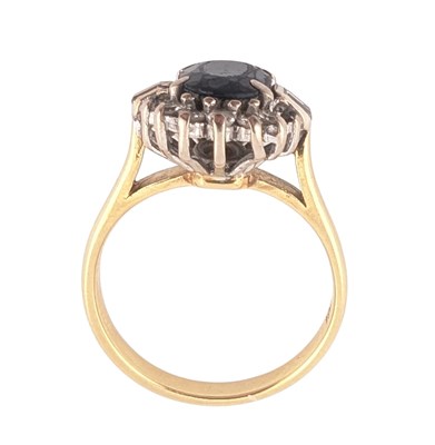 Lot 55 - 18CT GOLD SAPPHIRE & DIAMOND RING