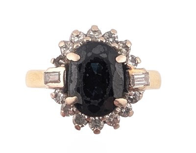 Lot 55 - 18CT GOLD SAPPHIRE & DIAMOND RING