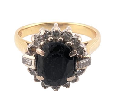 Lot 55 - 18CT GOLD SAPPHIRE & DIAMOND RING