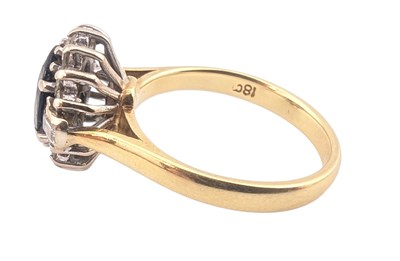 Lot 55 - 18CT GOLD SAPPHIRE & DIAMOND RING