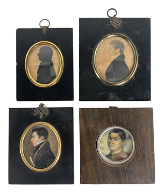 Lot 106 - ENGLISH SCHOOL - FOUR 19TH CENTURY FRAMED MINIATURE PORTRAITS