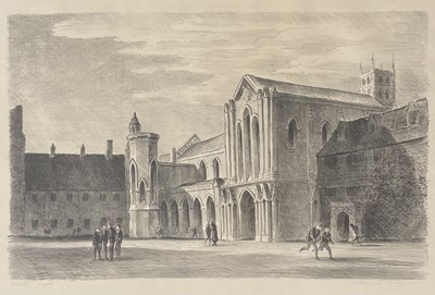 Lot 16 - EDWARD ARDIZZONE CBE RA (BRITISH 1900-1979) - THE ABBEY AT DOWNSIDE - LITHOGRAPH