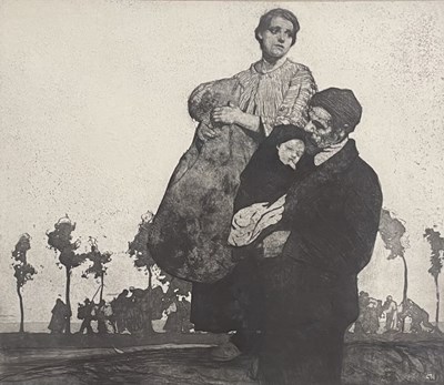 Lot 15 - WILLIAM LEE HANKEY RE (1869-1952) - THE FLIGHT FROM BELGIUM ETCHING
