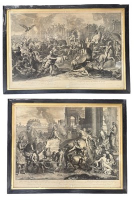 Lot 605 - AFTER CHARLES LE BRUN - BATTLES OF ALEXANDER THE GREAT - TWO ETCHINGS WITH ENGRVAINGS BY AUDRAN...