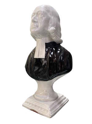 Lot 86 - 19TH CENTURY STAFFORDSHIRE POTTERY BUST OF JOHN WESLEY