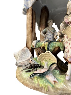 Lot 5 - GERMAN PORCELAIN, POSSIBLY MEISSEN, 19TH CENTURY FISHMONGERS GROUP FIGURE