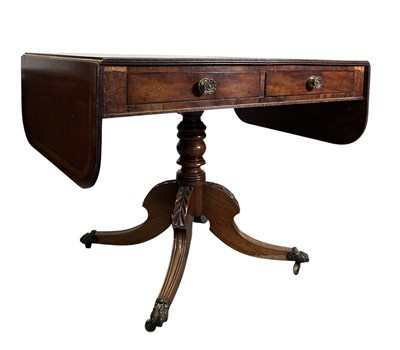 Lot 422 - REGENCY 19TH CENTURY MAHOGANY DROP LEAF SOFA TABLE