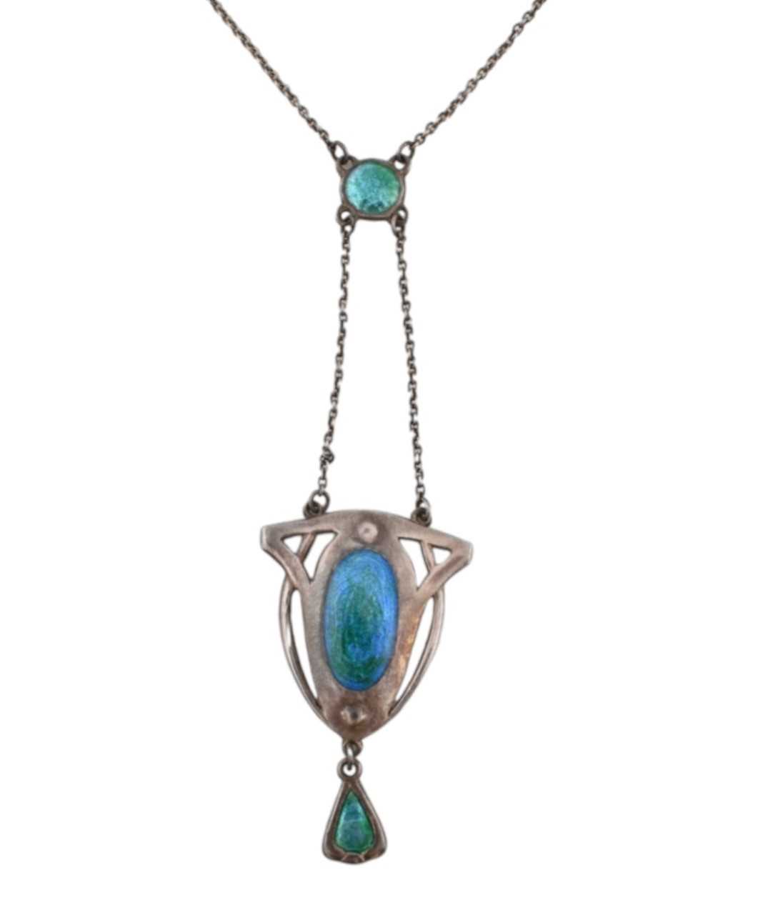 Lot 44 - AN ART NOUVEAU CHARLES HORNER HALLMARKED SILVER NECKLACE