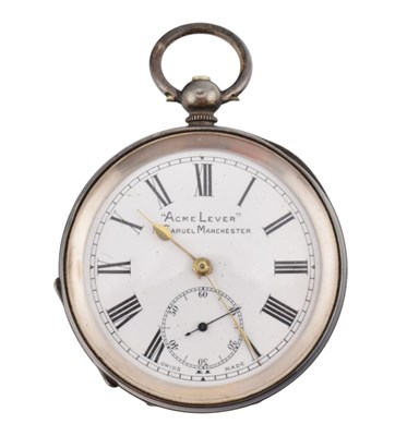 Lot 274 - AN EARLY SILVER SILVER POCKET WATCH BY H SAMUEL OF MANCHESTER