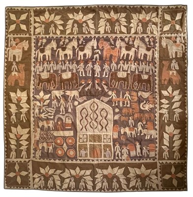 Lot 94 - KANDURI SHRINE CLOTH, UTTAR PRADESH, INDIAN APPLIQUE PANEL