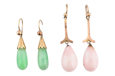 Lot 488 - TWO PAIRS OF GEM SET PENDANT EARRINGS
