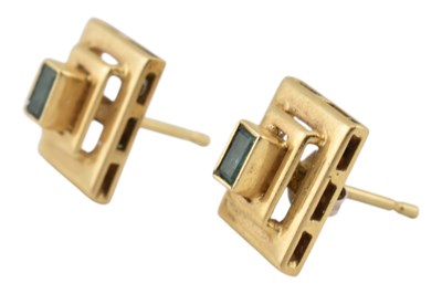 Lot 61 - A PAIR OF 18CT GOLD & GEM SET EARRINGS
