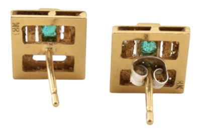 Lot 61 - A PAIR OF 18CT GOLD & GEM SET EARRINGS