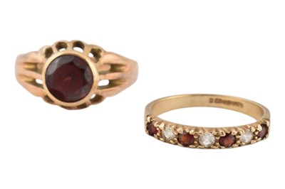 Lot 209 - TWO HALLMARKED 9CT GOLD GEM SET RINGS
