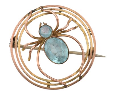 Lot 150 - EARLY 20TH CENTURY 9CT GOLD BUG BROOCH - SPIDER & WEB
