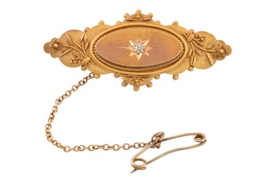 Lot 196 - VICTORIAN 19TH CENTURY 15CT GOLD & DIAMOND BROOCH