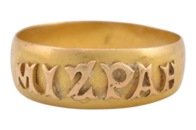 Lot 229 - HALLMARKED 18CT GOLD MIZPAH BAND RING