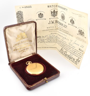 Lot 18 - BENSON OF LONDON- HALLMARKED 18CT GOLD HUNTER POCKET WATCH
