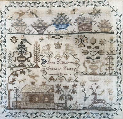 Lot 299 - EARLY 19TH CENTURY 1829 NEEDLEPOINT SAMPLER BY ANN KNIGHT, AGED 7 YEARS