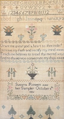 Lot 343 - EARLY 19TH CENTURY 1806 NEEDLEPOINT SAMPLER BY SUSANA ROWETT