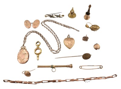 Lot 458 - COLLECTION OF YELLOW METAL & GOLD JEWELLERY