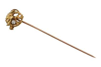 Lot 8 - FRENCH 18CT GOLD & DIAMOND DRAGON STICK PIN