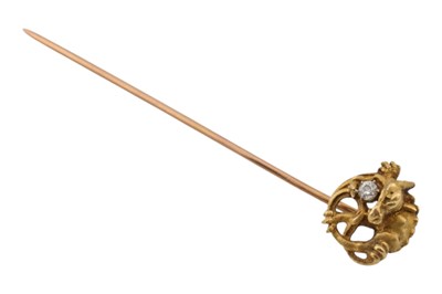 Lot 8 - FRENCH 18CT GOLD & DIAMOND DRAGON STICK PIN