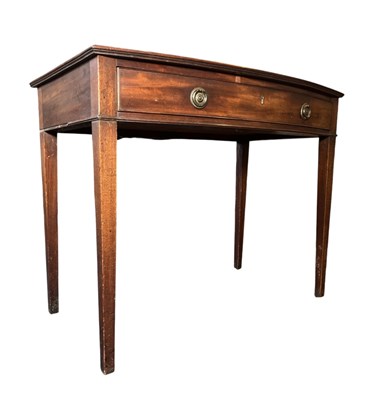 Lot 559 - 19TH CENTURY GEORGE III MAHOGANY BOW FRONT WRITING TABLE