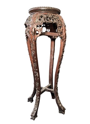 Lot 453 - QING DYNASTY CHINESE HARDWOOD & MARBLE PLANT STAND