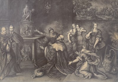 Lot 391 - AFTER FRANS II THE YOUNGER - THE IDOLATRY OF SOLOMON - 19TH CENTURY PENCIL DRAWING