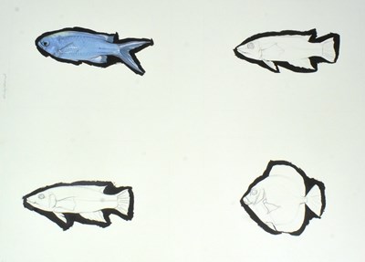 Lot 148 - FORMER BRISTOL ZOO GARDENS - ORIGINAL MIXED MEDIA FISH ARTWORK