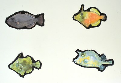 Lot 148 - FORMER BRISTOL ZOO GARDENS - ORIGINAL MIXED MEDIA FISH ARTWORK