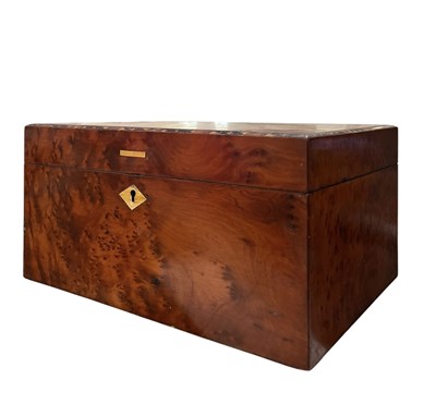Lot 46 - 19TH CENTURY AMBOYNA WOOD LADIES DRESSING TABLE JEWELLERY BOX