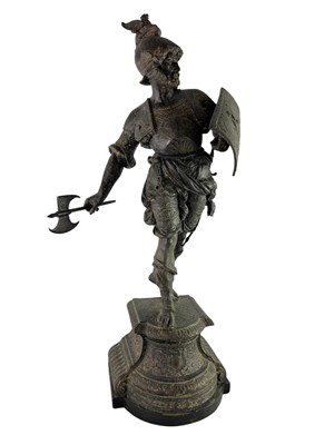 Lot 134 - 19TH CENTURY GRAND TOUR SPELTER SPANISH CONQUISTADOR FIGURE