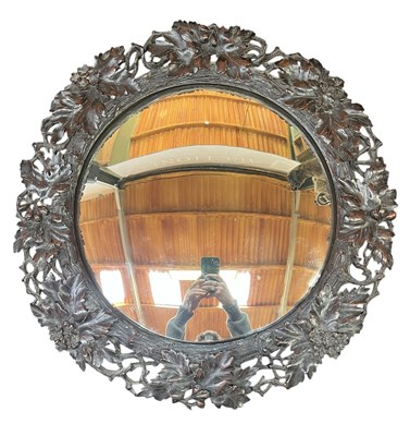 Lot 303 - 19TH CENTURY BLACK FOREST CONVEX FISH EYE WALL MIRROR