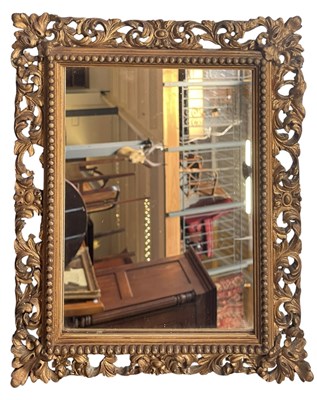 Lot 529 - 19TH CENTURY GILT WOOD & GESSO FLORENTINE WALL MIRROR