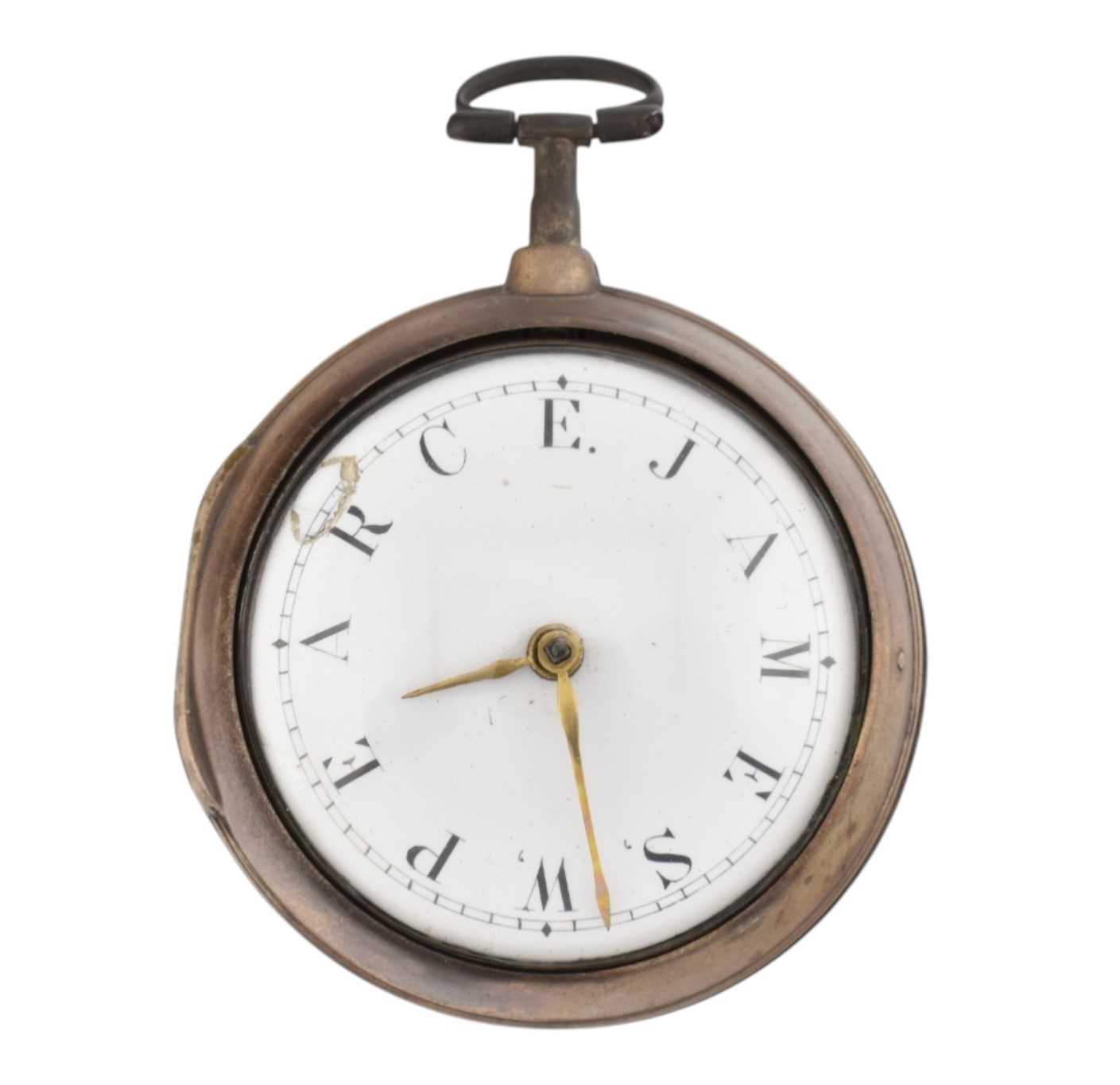 Lot 63 - GEORGE lll NAME DIAL SILVER POCKET WATCH & STANDS