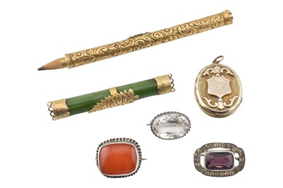 Lot 608 - COLLECTION OF ANTIQUE VINTAGE JEWELLERY & PROPELLING PENCIL