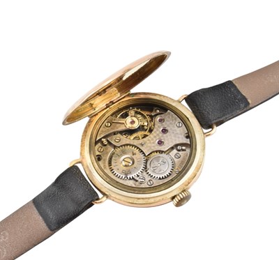 Lot 32 - ROLEX 1920S HALLMARKED 9CT GOLD HALF HUNTER WRISTWATCH